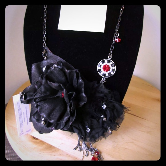 Leather chain Swarovski 4in1 wear necklace cuff Gothic Mera Luna - Picture 1 of 9